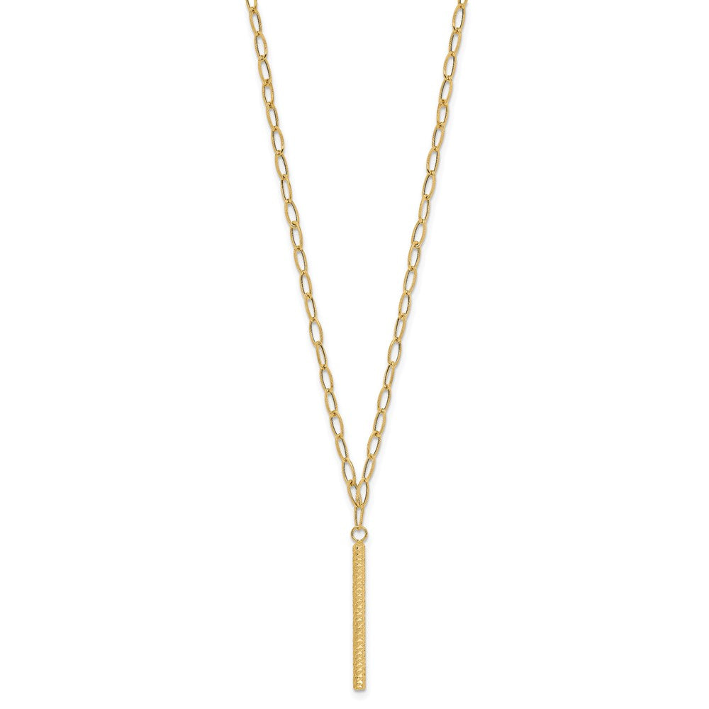 14K Polished Oval Link D/C Bar Necklace