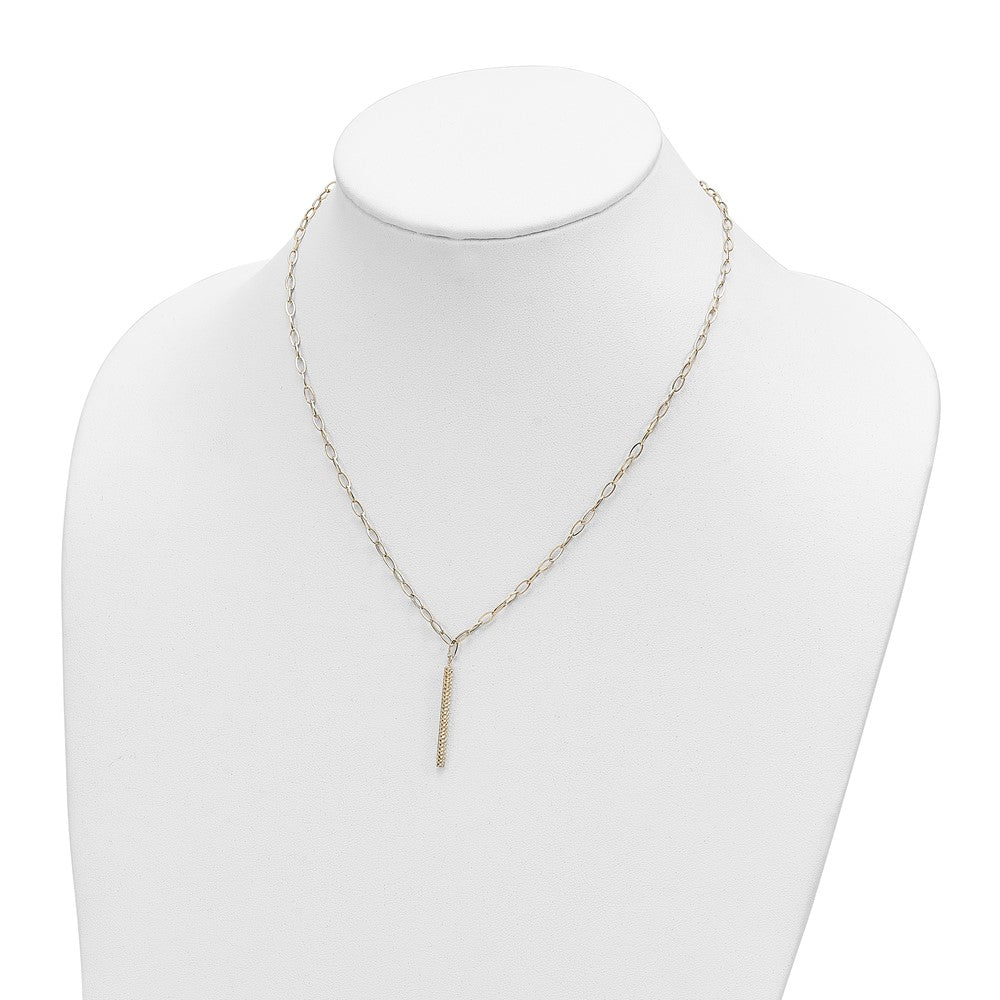 14K Polished Oval Link D/C Bar Necklace