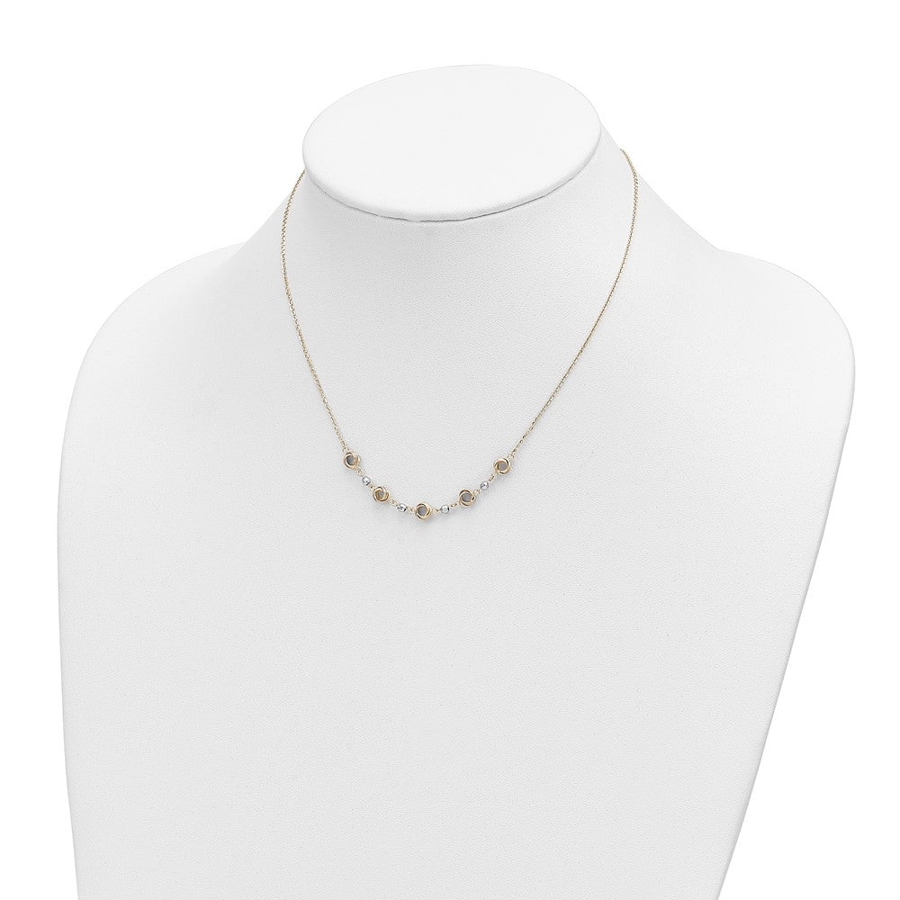 14K Two Tone 2 in Ext Polished Love Knots D/C Bead Necklace