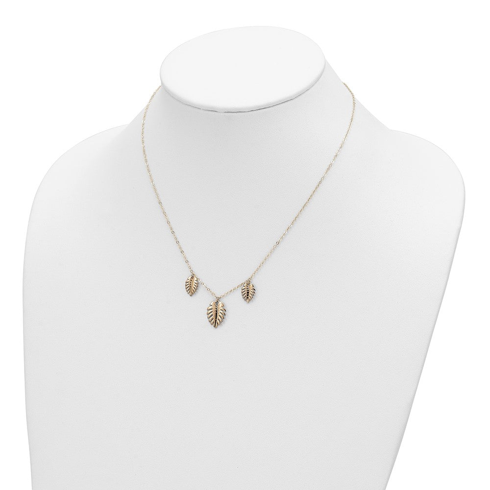 14K Polished Dangle Palm Leaves Necklace