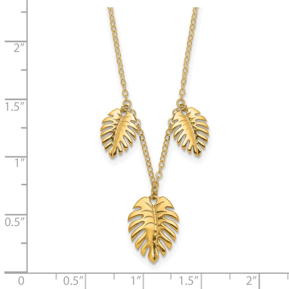 14K Polished Dangle Palm Leaves Necklace
