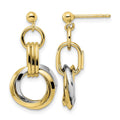14K Two-tone Polished Intertwined Circles Post Dangle Earrings