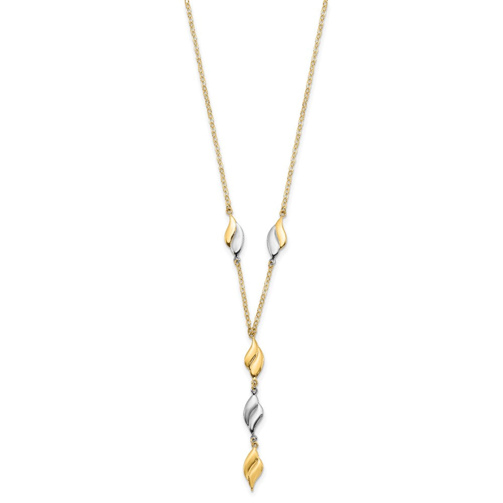 14K Two-tone Polished Fancy Y Drop Necklace