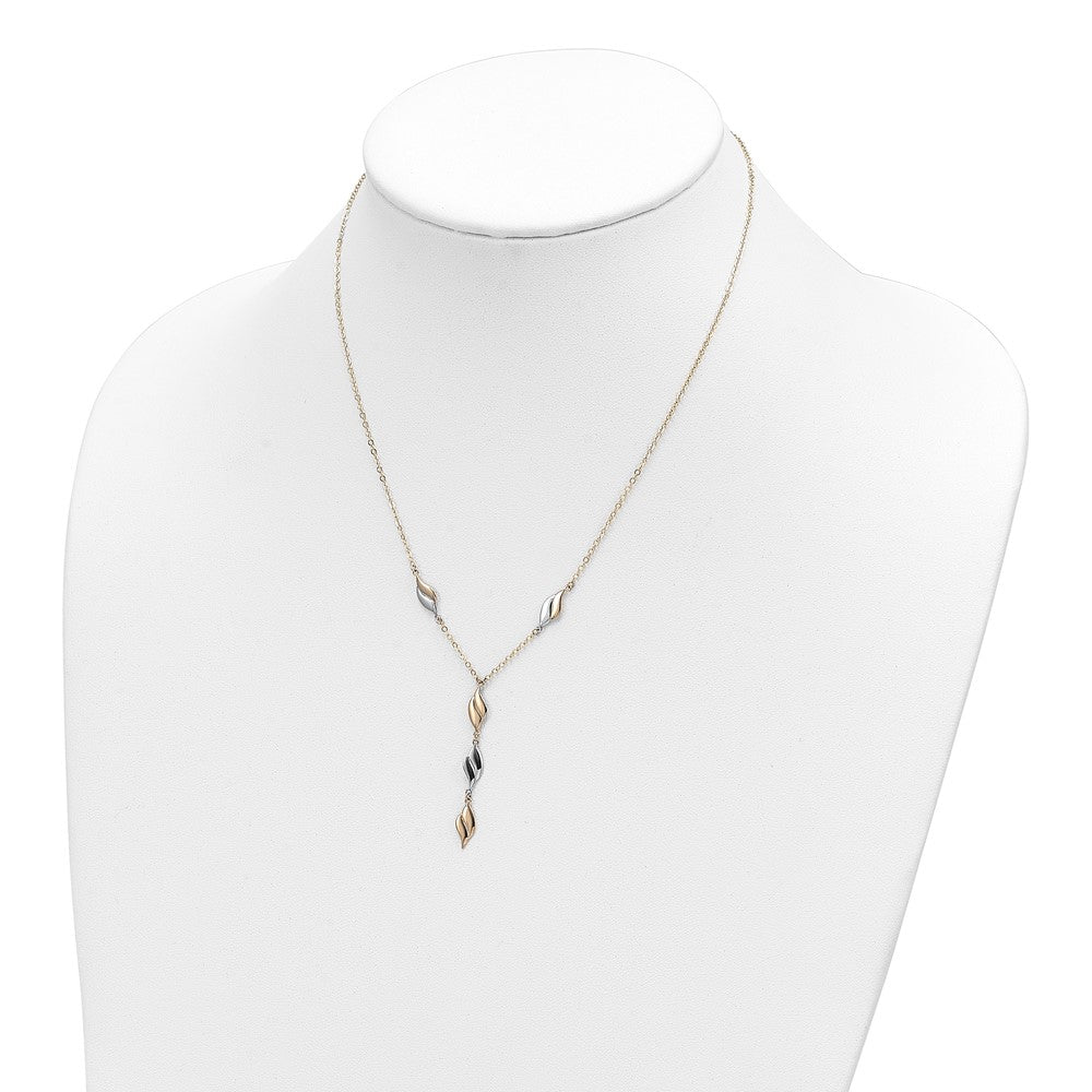 14K Two-tone Polished Fancy Y Drop Necklace
