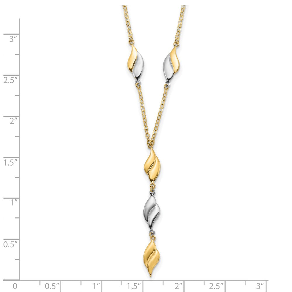 14K Two-tone Polished Fancy Y Drop Necklace