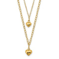 14K Double Layer Heart Link Polished Hearts 2 in ext. Necklace