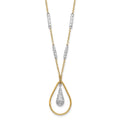 14K Two-tone Polished & D/C Teardrop Necklace