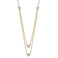 14K Two-tone Polished & D/C Discs Double Necklace
