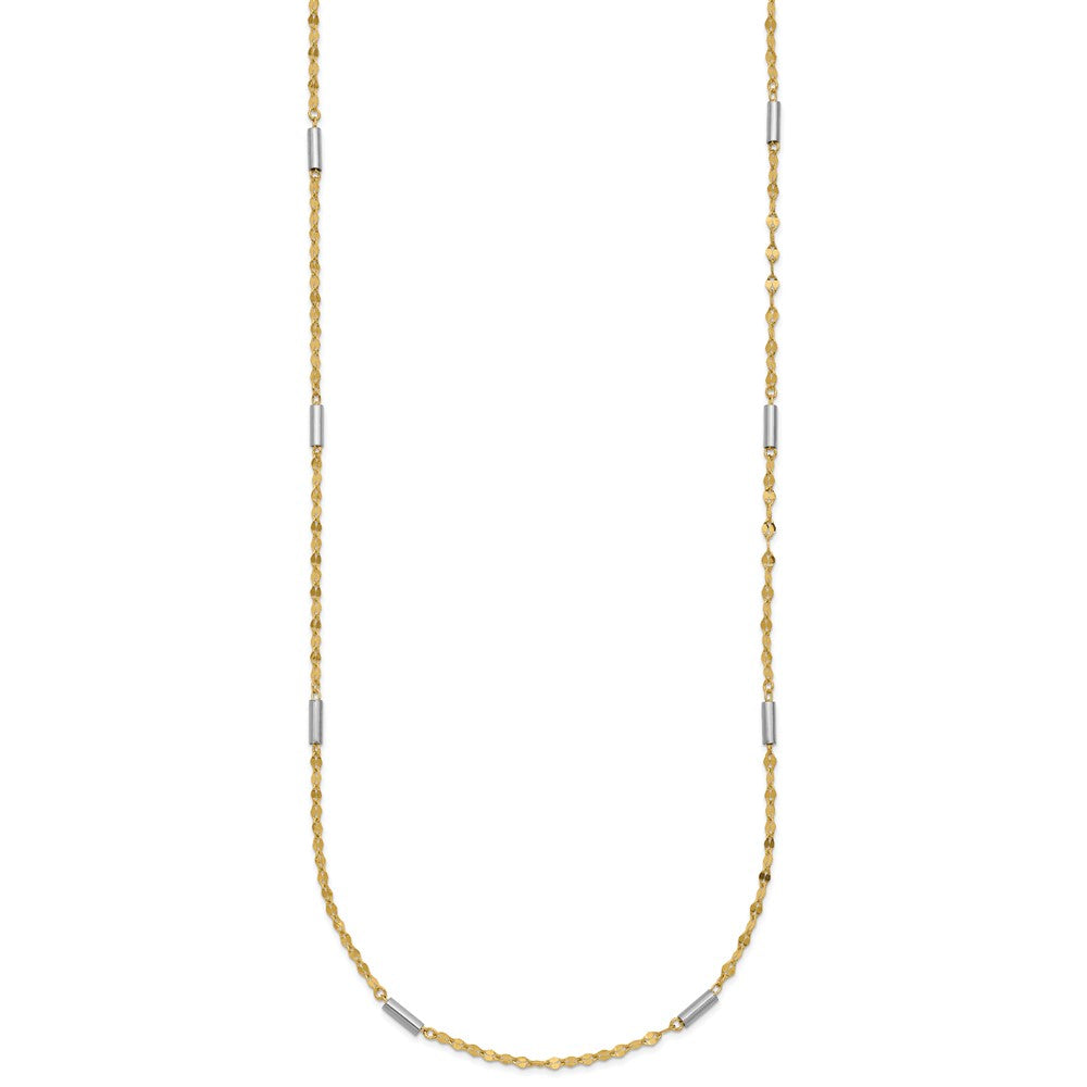 14K Two-tone Diamond-cut Mini Bar Links Fancy Necklace