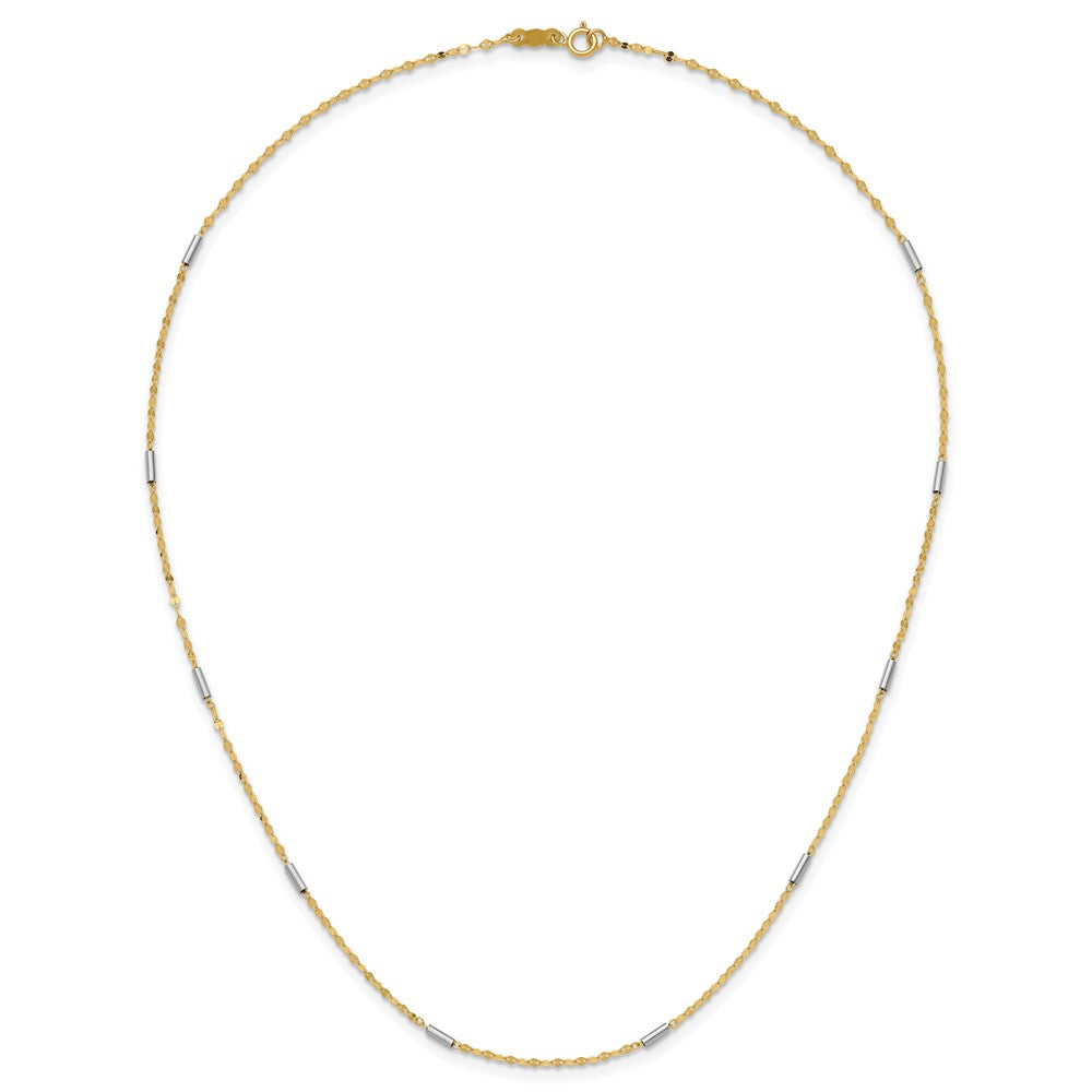 14K Two-tone Diamond-cut Mini Bar Links Fancy Necklace