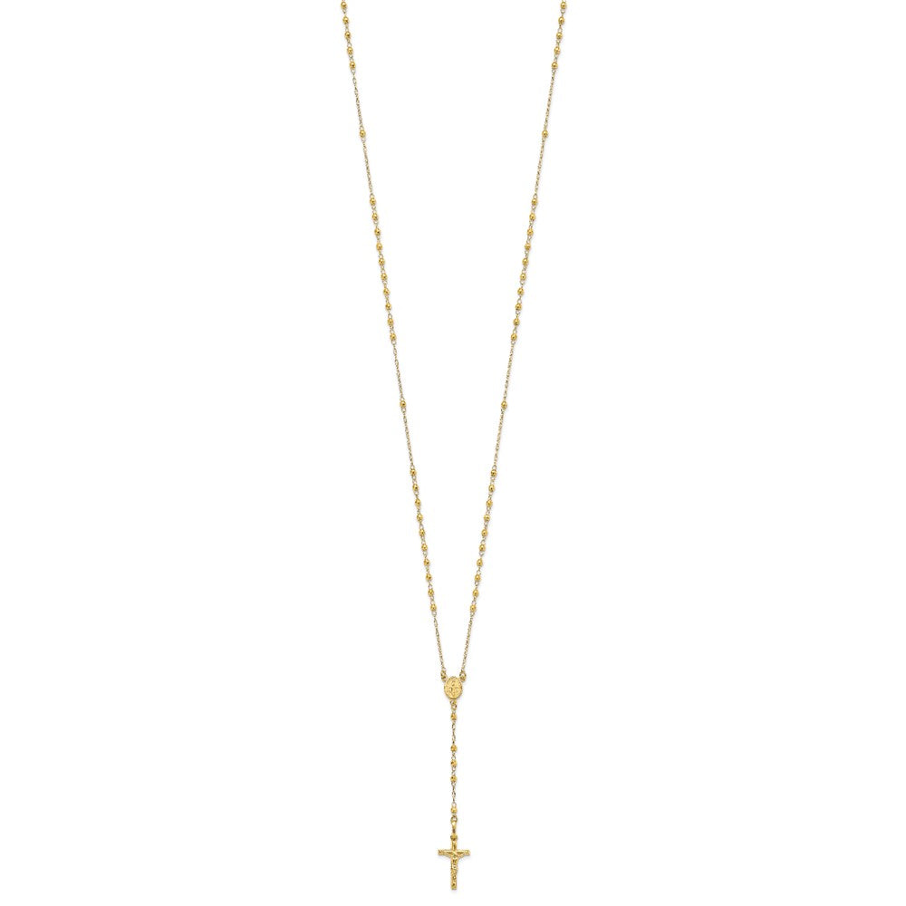 14K Polished Faceted Beads Rosary Necklace