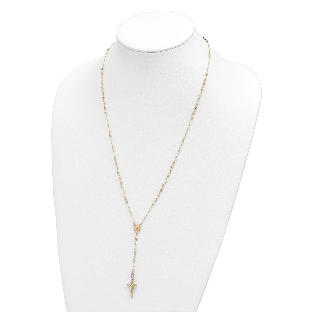 14K Polished Faceted Beads Rosary Necklace