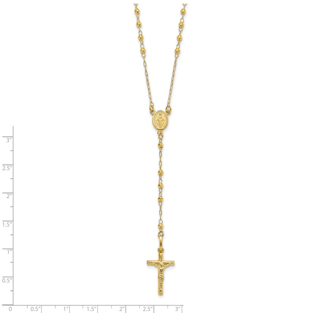 14K Polished Faceted Beads Rosary Necklace