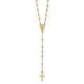 14k Tri-color Beaded Rosary 17 inch w/ 3in ext Necklace