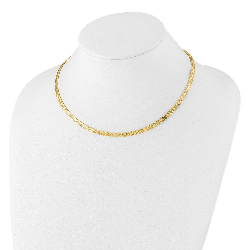 14k Flat D/C 4.00mm Fancy Reversible Omega Necklace