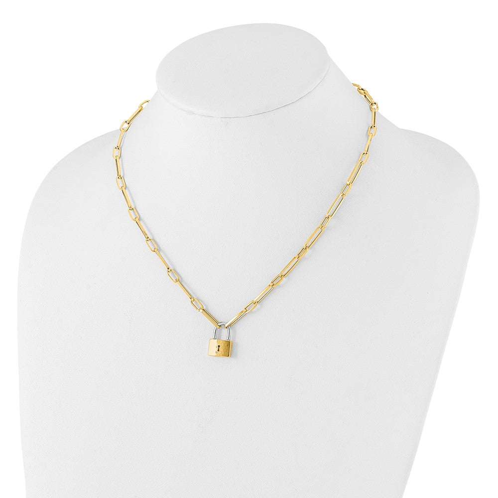 14K Two-tone Fancy Link with Lock Necklace