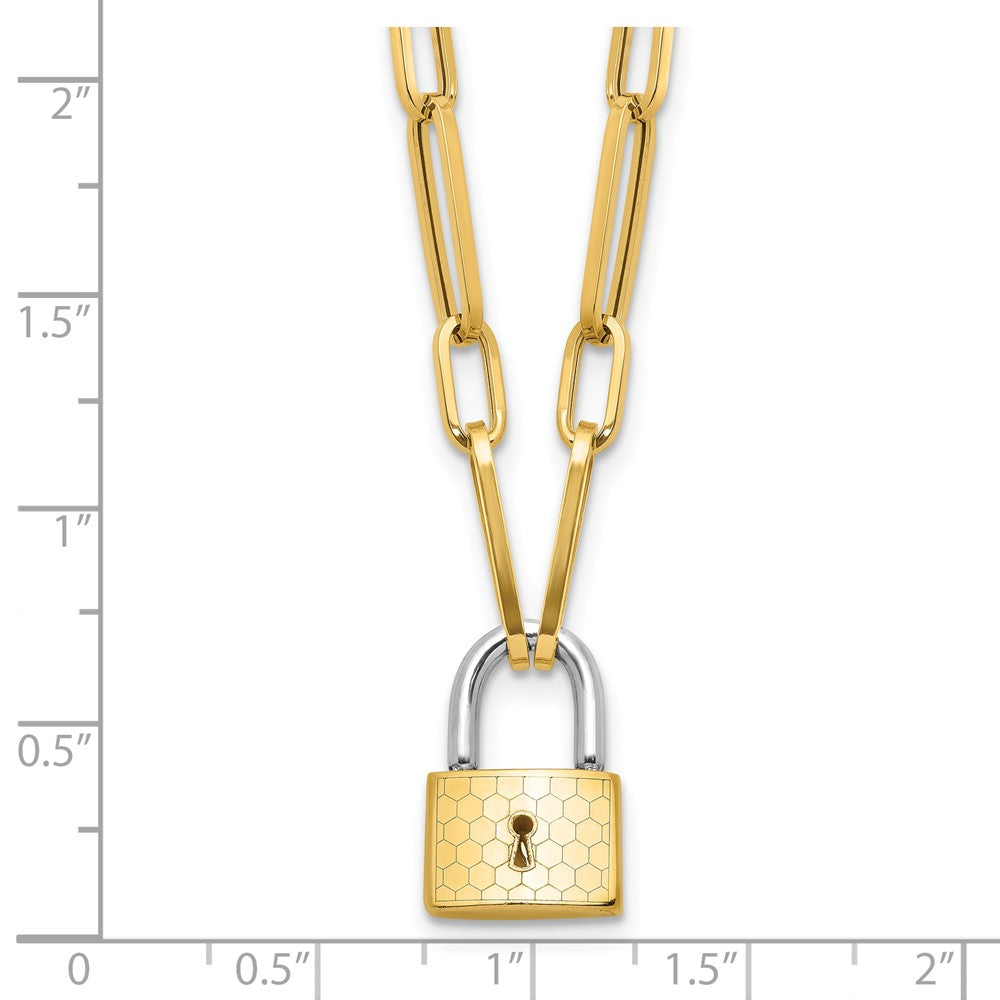 14K Two-tone Fancy Link with Lock Necklace