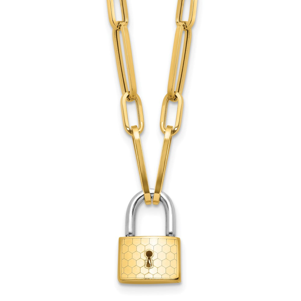 14K Two-tone Fancy Link with Lock Necklace