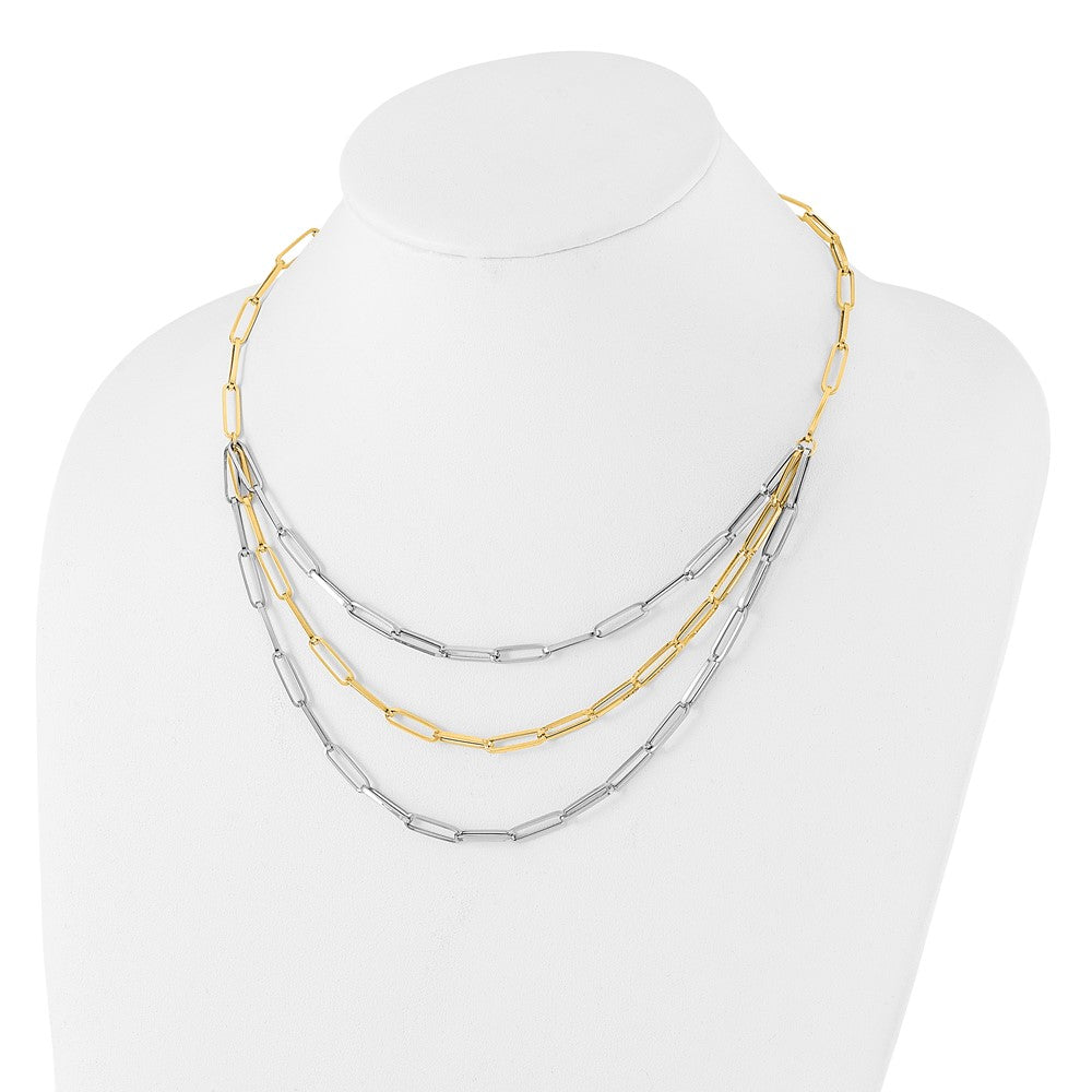 14K Two-tone Polished Fancy Link Necklace