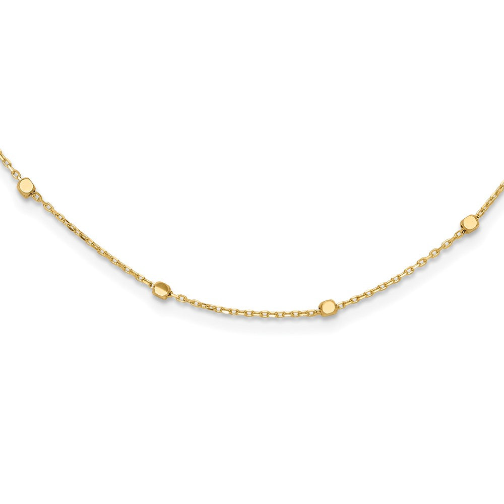 14K Polished Cube Stations w/ ext. Necklace