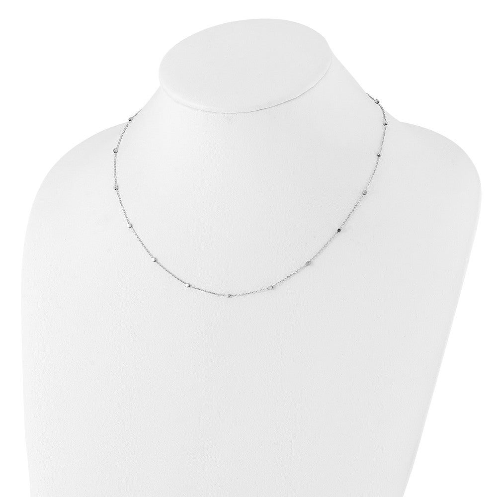 14K White Gold Polished Cube Stations w/ ext. Necklace