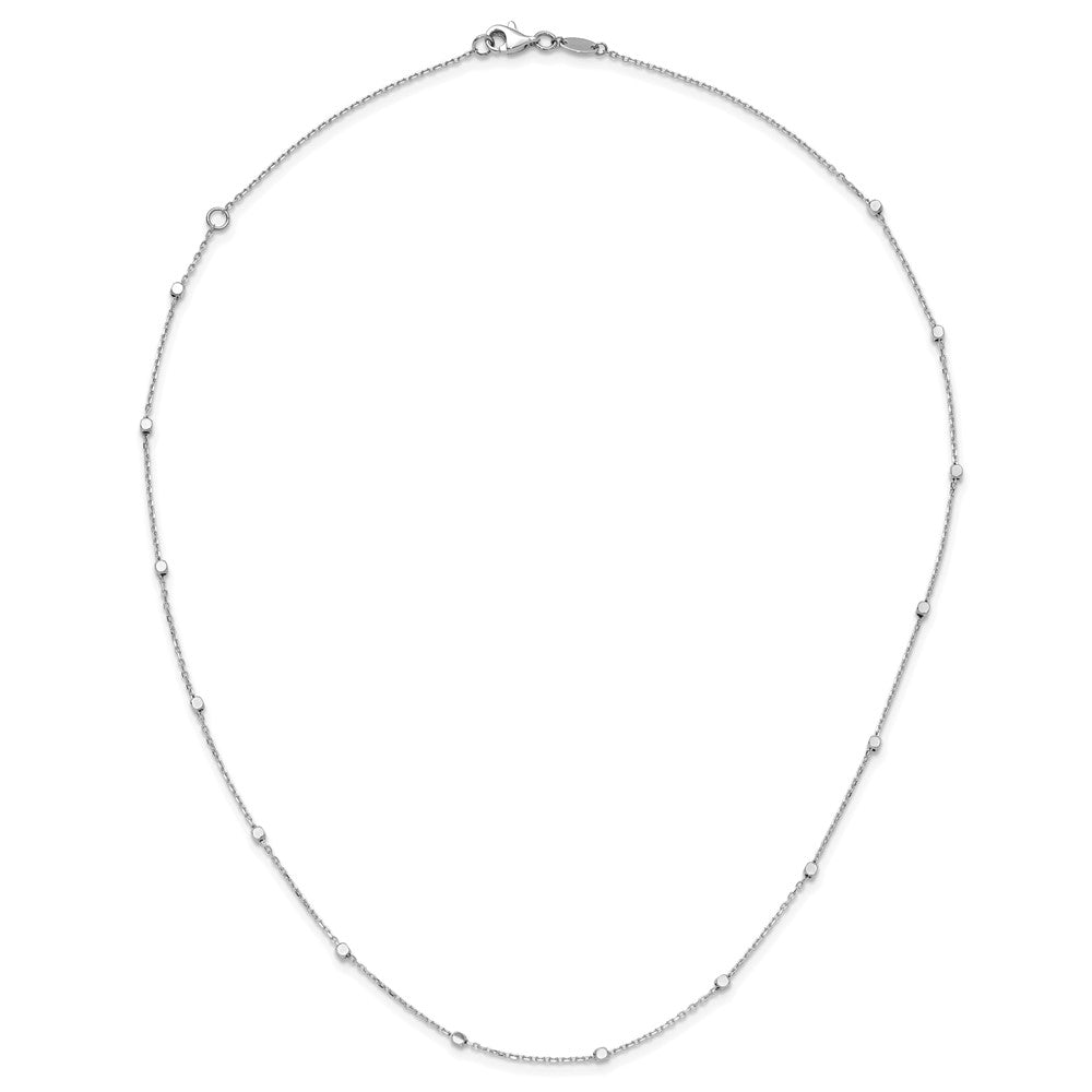 14K White Gold Polished Cube Stations w/ ext. Necklace