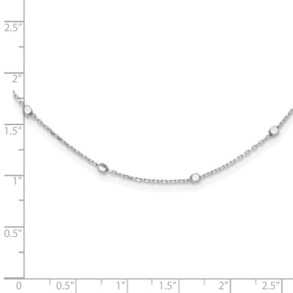 14K White Gold Polished Cube Stations w/ ext. Necklace