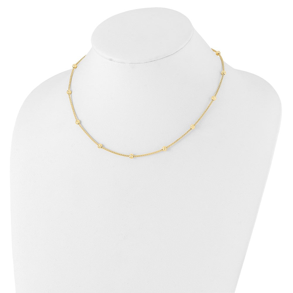 14K Polished and Diamond-cut Beaded Bracelet