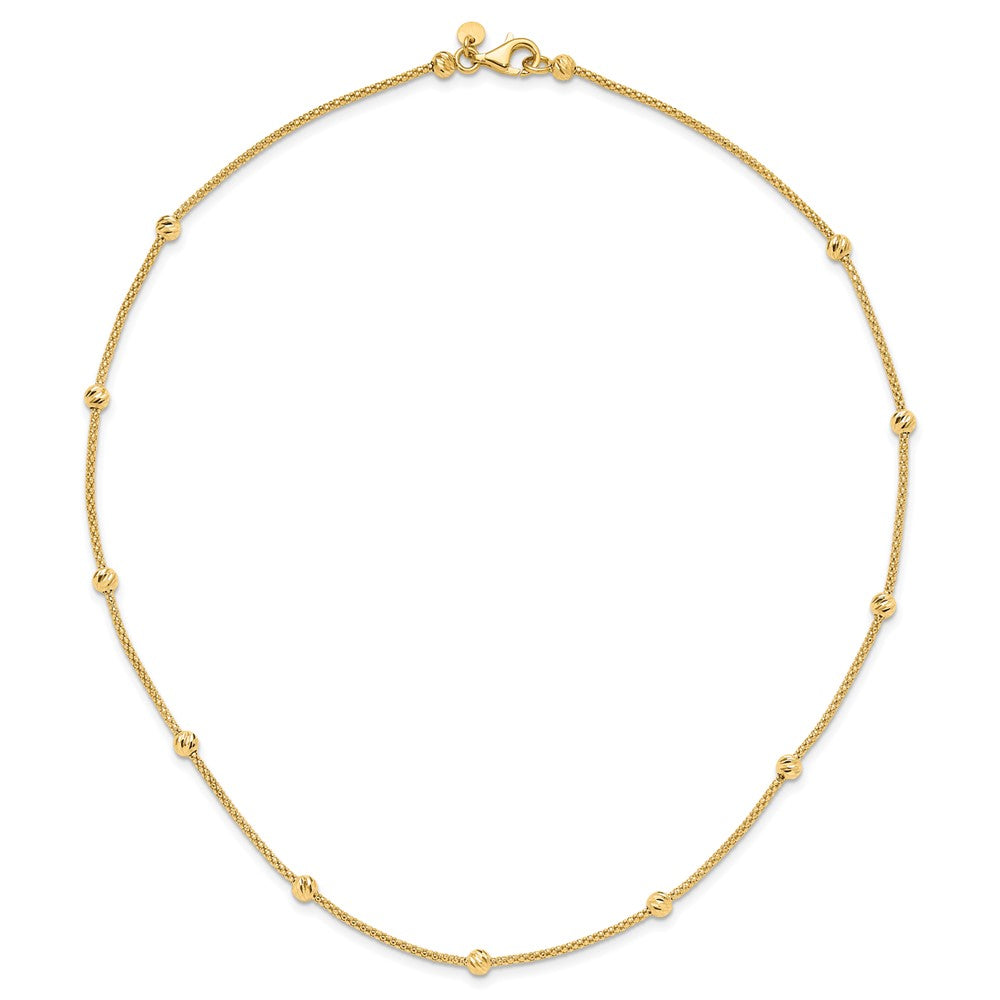 14K Polished and Diamond-cut Beaded Bracelet