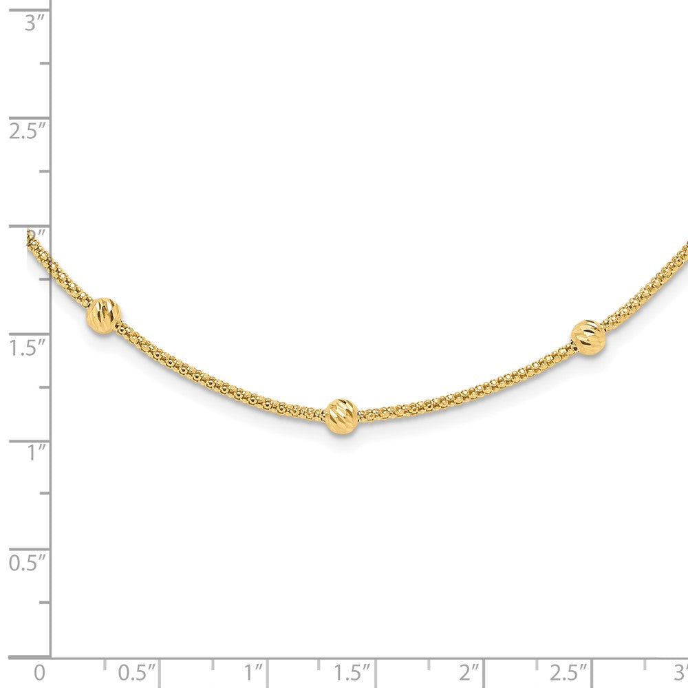 14K Polished and Diamond-cut Beaded Necklace