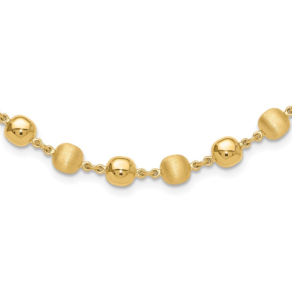 14K Polished and Satin Puffed Circles Necklace