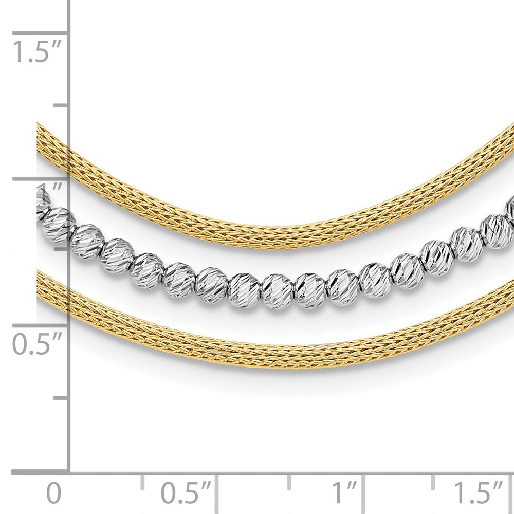 14K Two-tone Polished and Diamond-cut Layered Plus 2in ext. Necklace