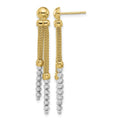 14K Two-tone Polished and Diamond-cut Beaded Dangle Post Earrings