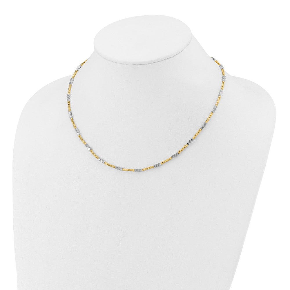 14K Two-tone Diamond-cut Beaded Bracelet