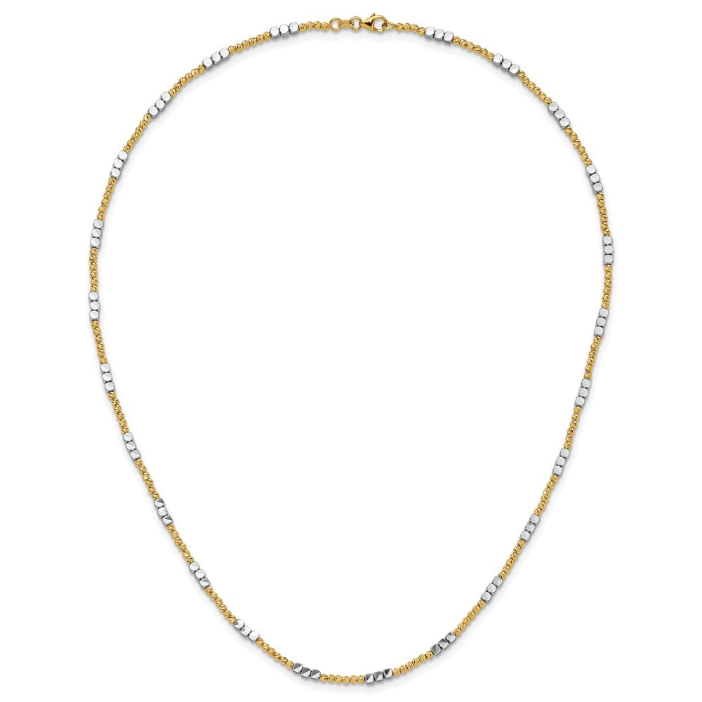 14K Two-tone Diamond-cut Beaded Bracelet