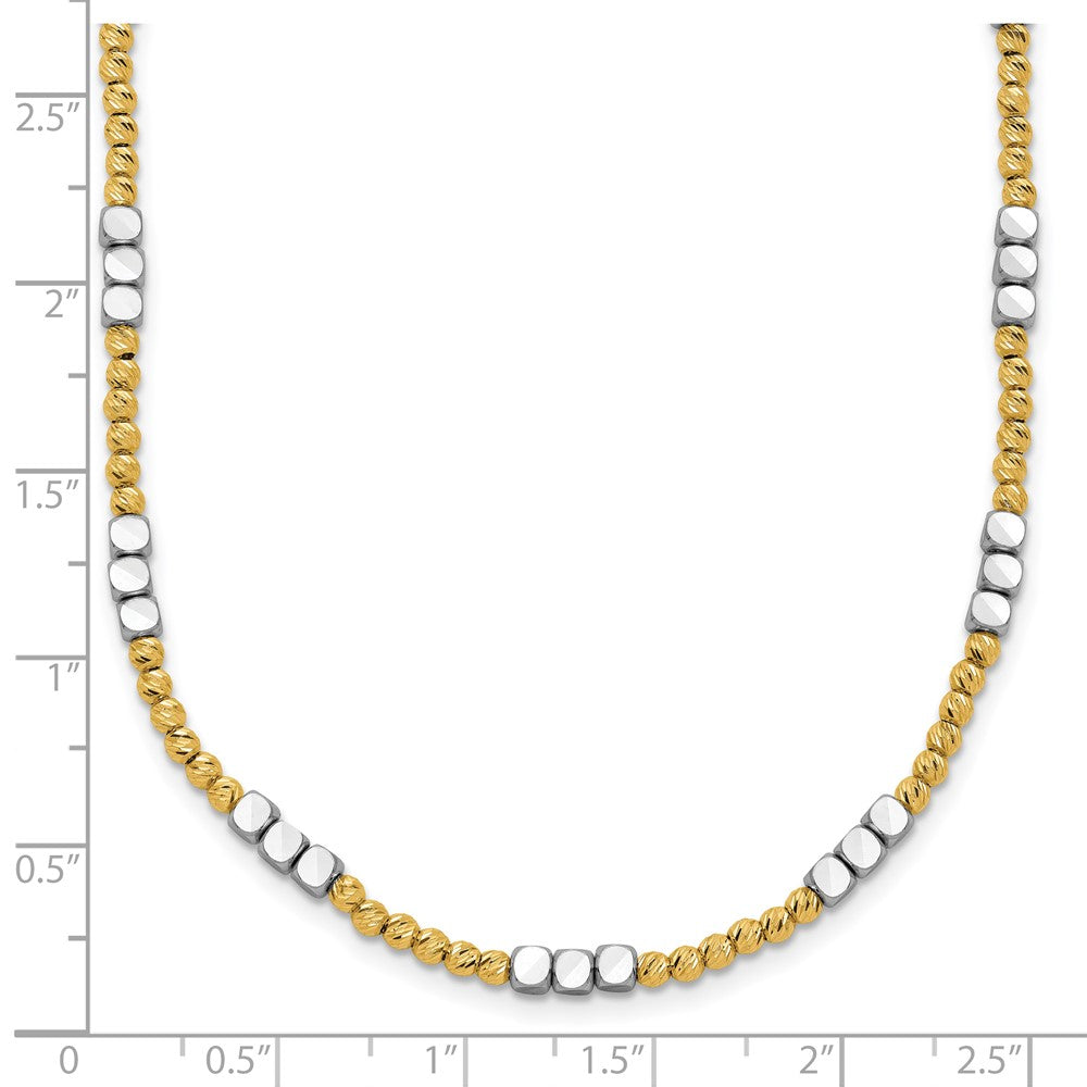 14K Two-tone Diamond-cut Beaded Bracelet