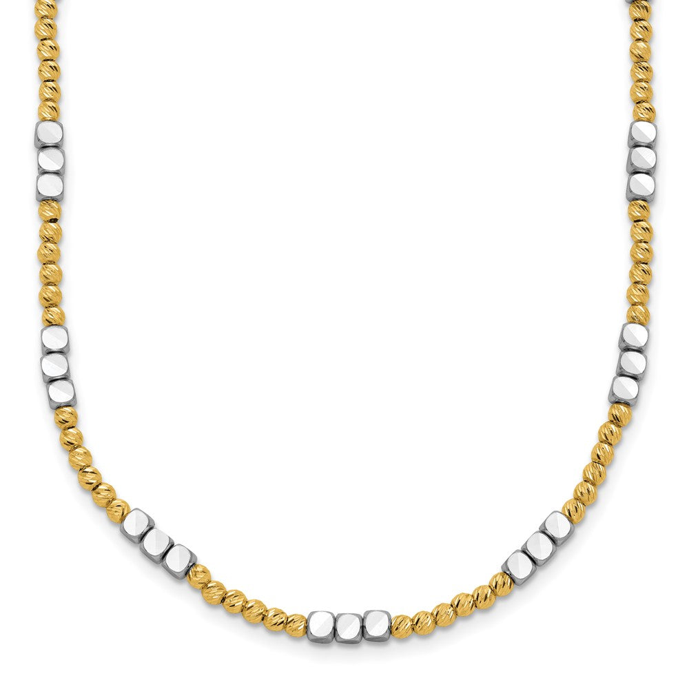14K Two-tone Diamond-cut Beaded Bracelet