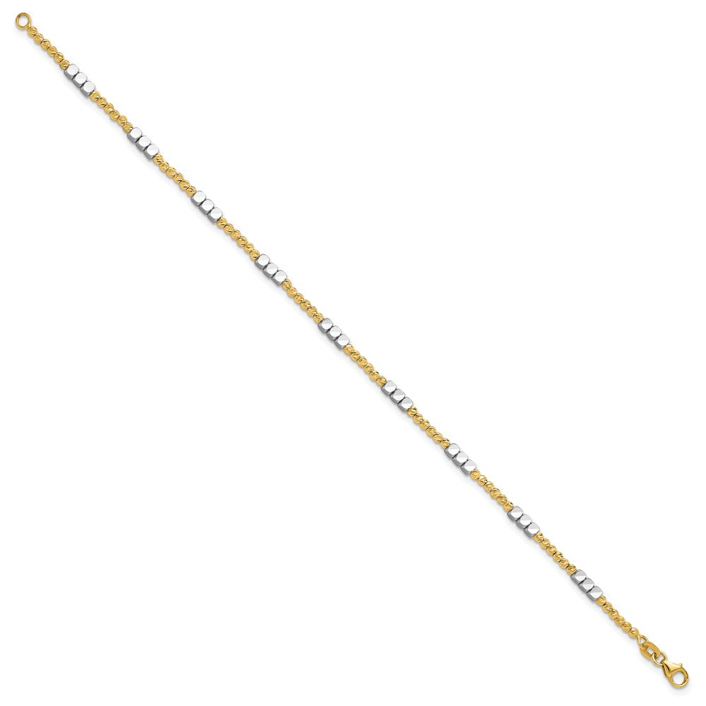 14K Two-tone Diamond-cut Beaded Bracelet