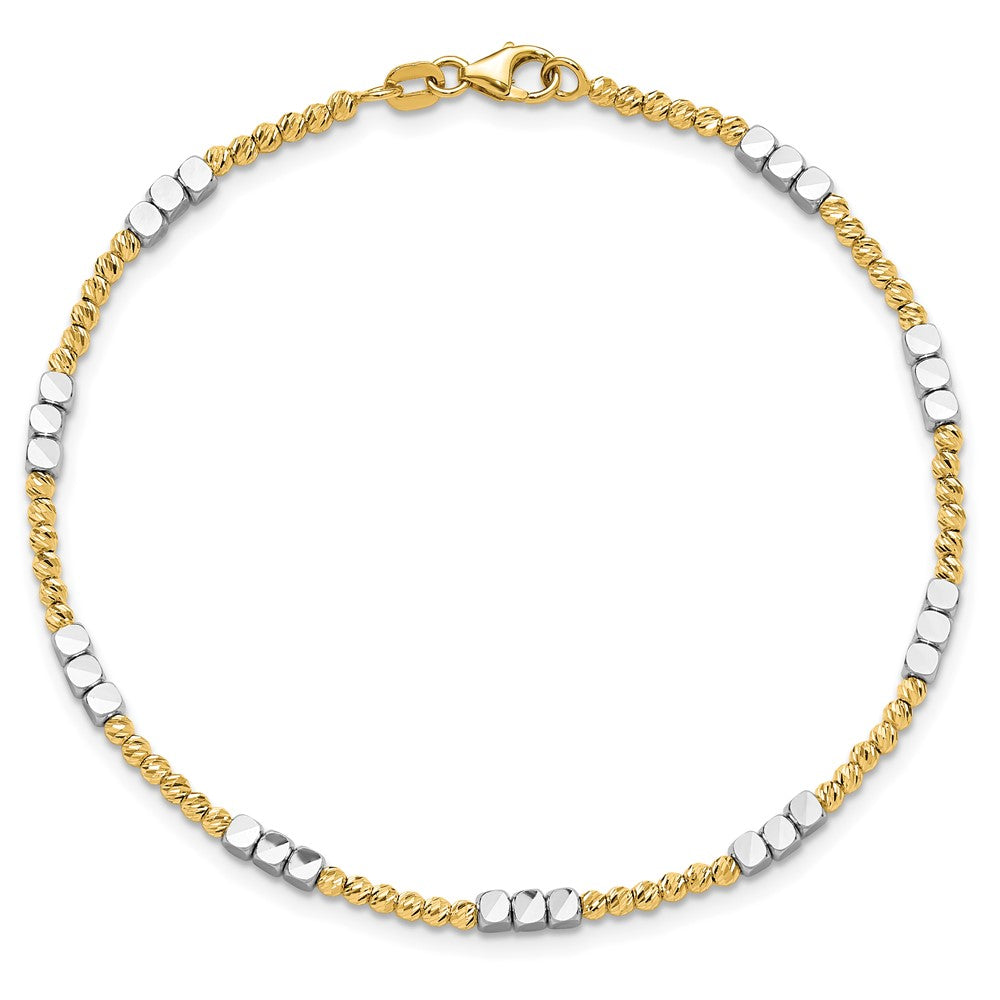 14K Two-tone Diamond-cut Beaded Bracelet