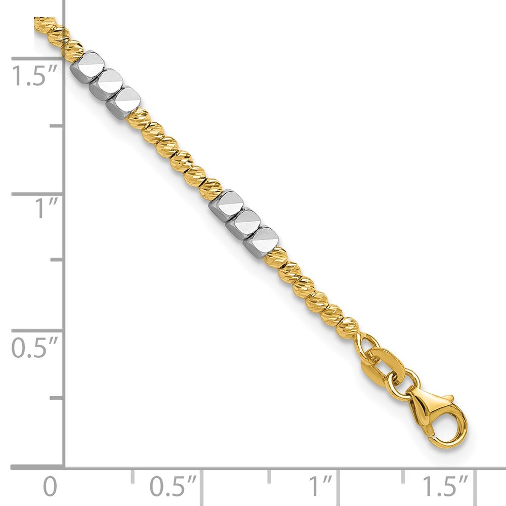 14K Two-tone Diamond-cut Beaded Bracelet