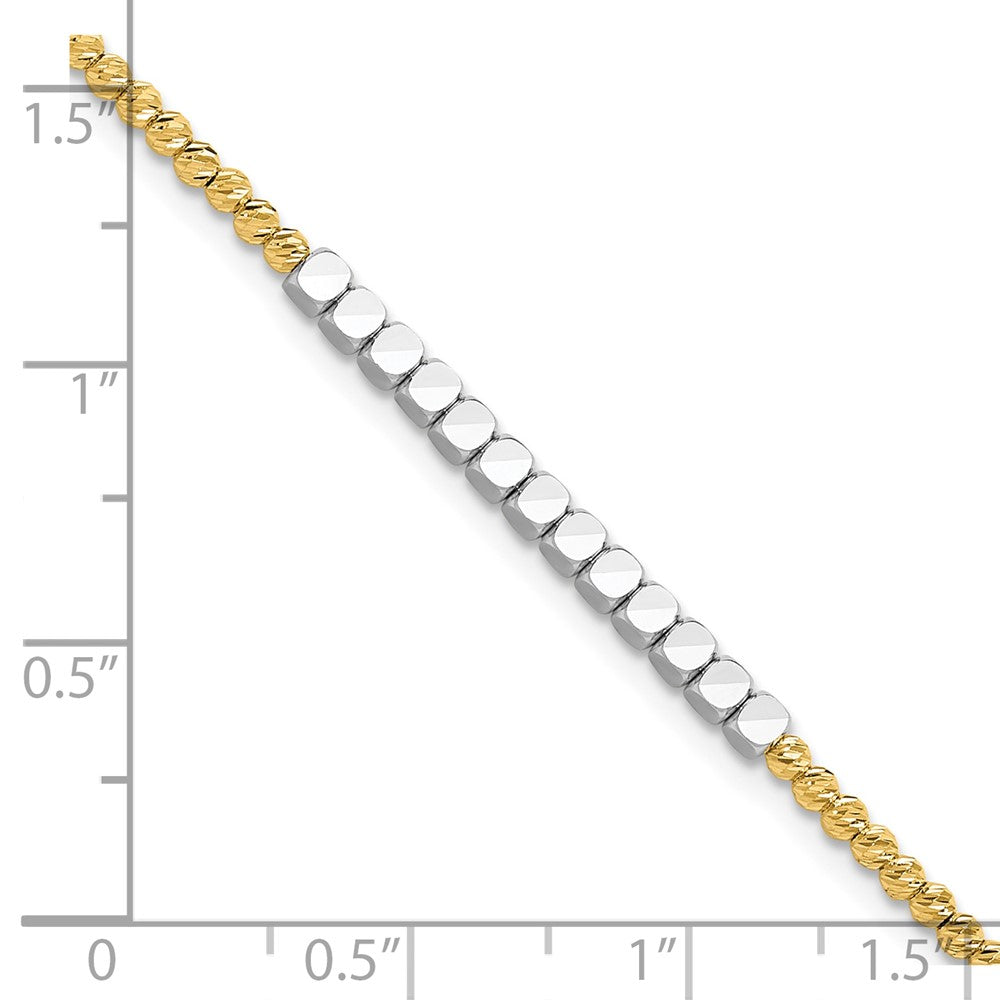 14K Two-tone Diamond-cut Beaded 7.5in Bracelet