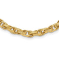 14K Polished & Grooved Fancy Oval Link Necklace