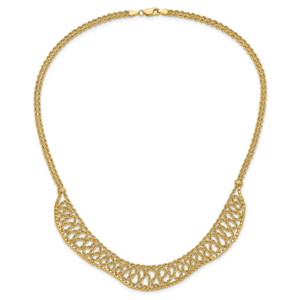 14K D/C Braided Rope Chain Fancy Front Drape Necklace