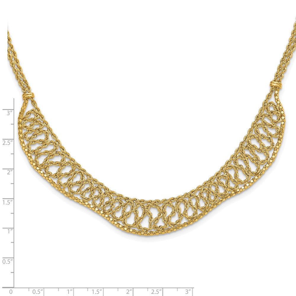 14K D/C Braided Rope Chain Fancy Front Drape Necklace