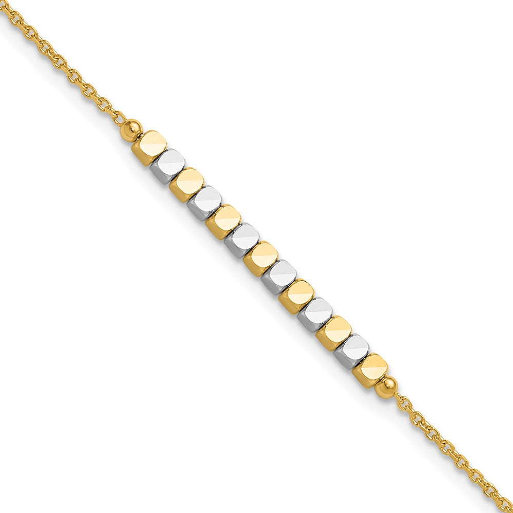 14K Two-tone Beaded 7.5in Bracelet