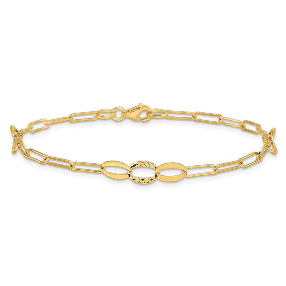 14K D/C Paperclip Link 7.25in Bracelet