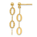 14K D/C Oval Link Post Dangle Earrings