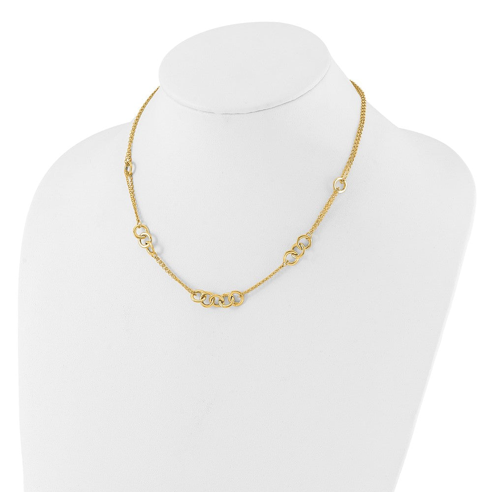 14K Polished 2-Strand Linked Circle Necklace