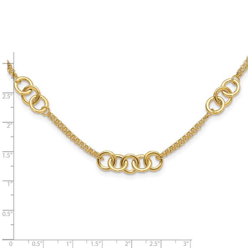 14K Polished 2-Strand Linked Circle Necklace