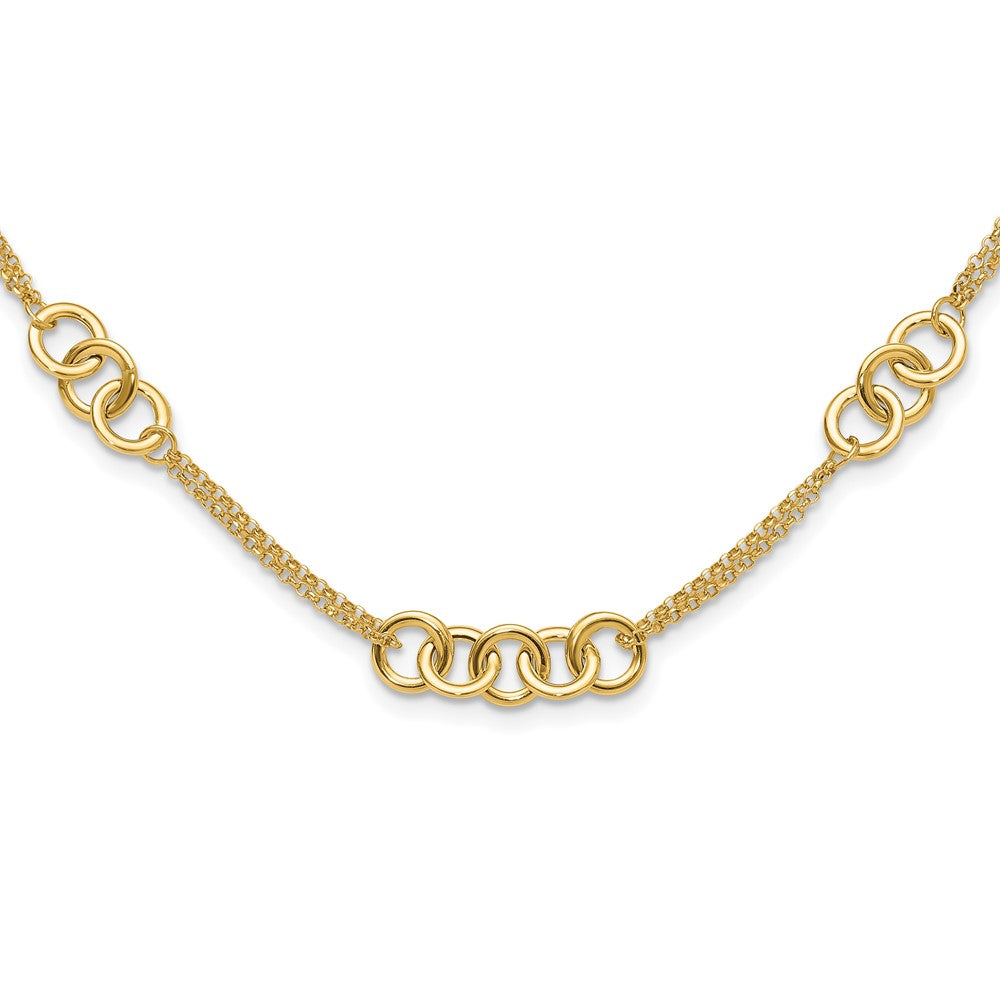 14K Polished 2-Strand Linked Circle Necklace